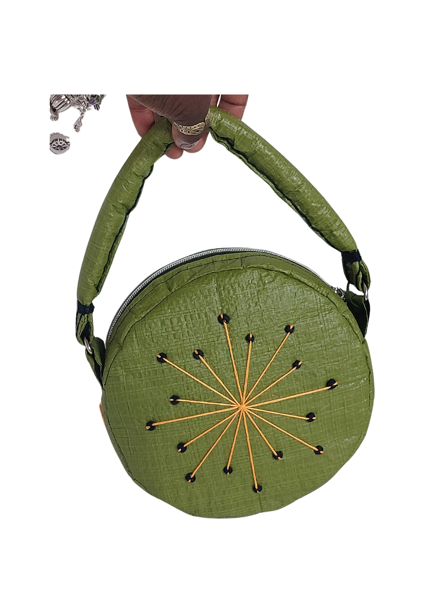 Heather – Small Round Upcycled Bag