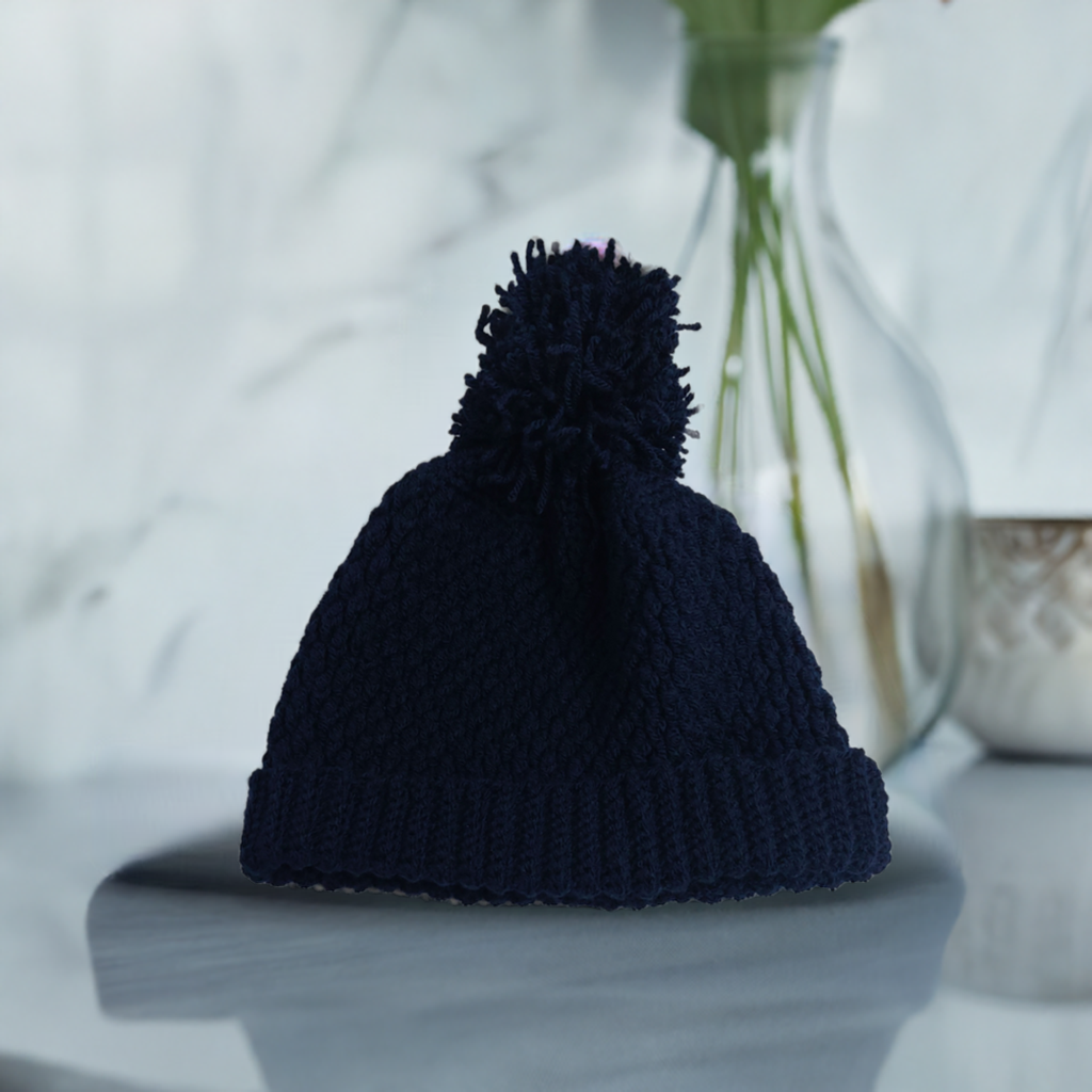 Handmade Navy Blue Crochet Beanie – Stylish & Cosy Hat