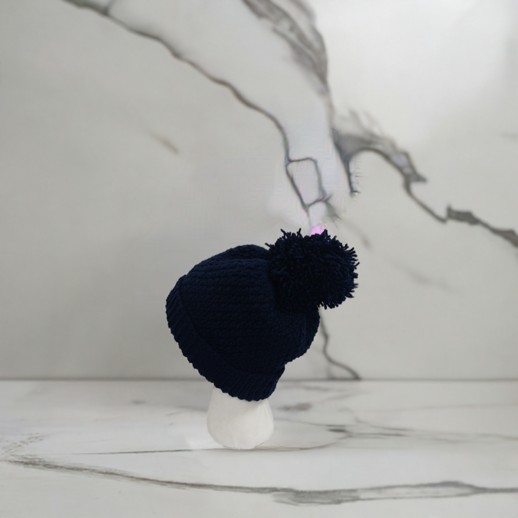 Handmade Navy Blue Crochet Beanie – Stylish & Cosy Hat