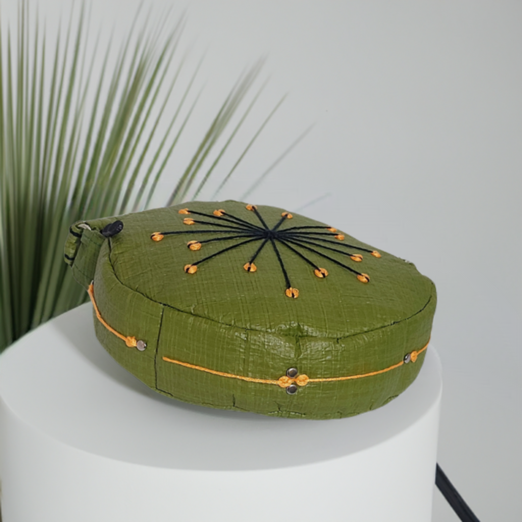 Heather – Small Round Upcycled Bag