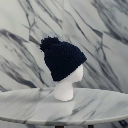 Handmade Solid Navy Blue Crochet Hat – Soft Acrylic Yarn Beanie