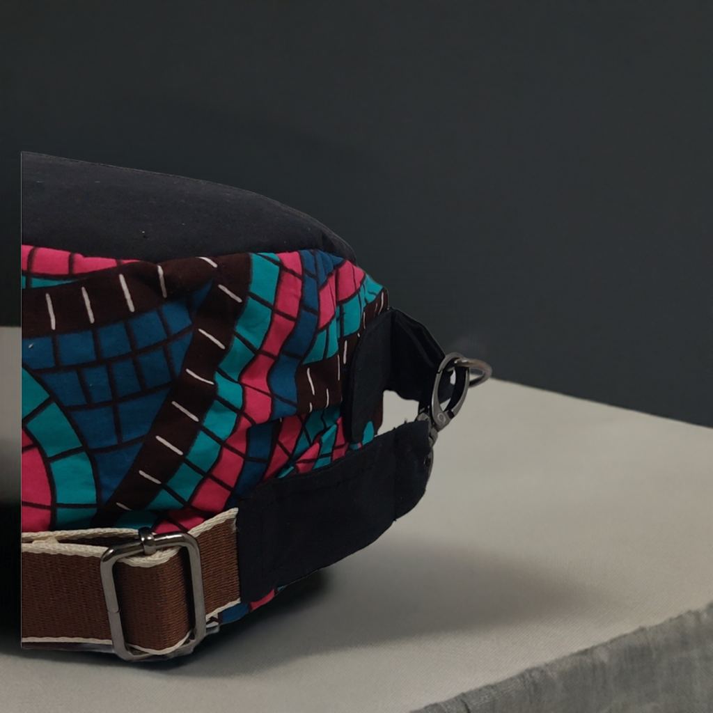 Handmade Black Sling Bag with African Print