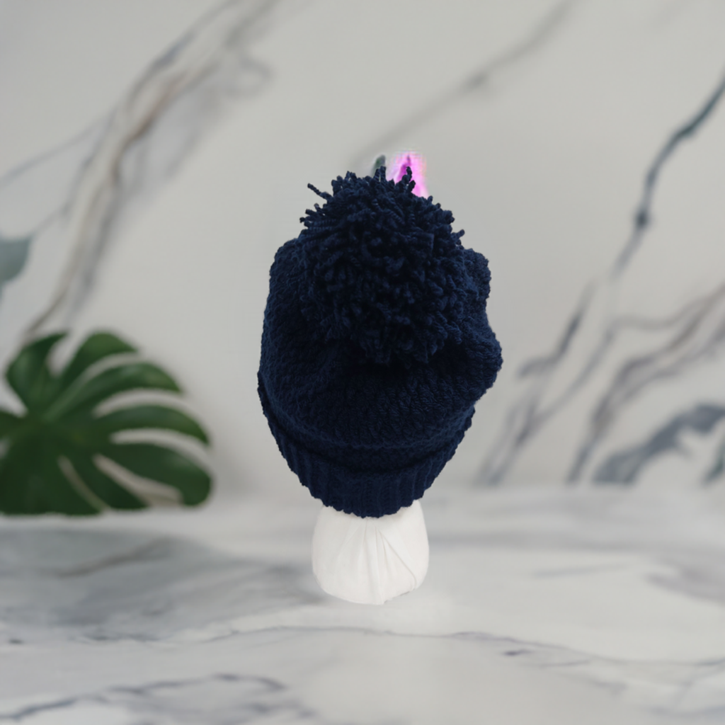 Handmade Navy Blue Crochet Beanie – Stylish & Cosy Hat