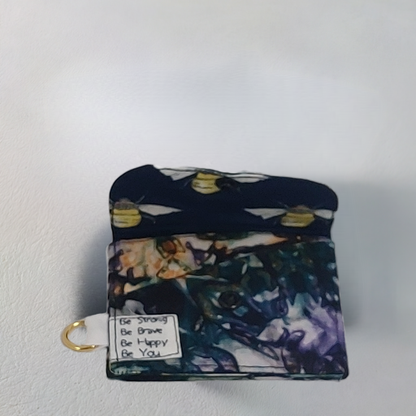 Upcycled Mini Card Wallet with Keychain Link