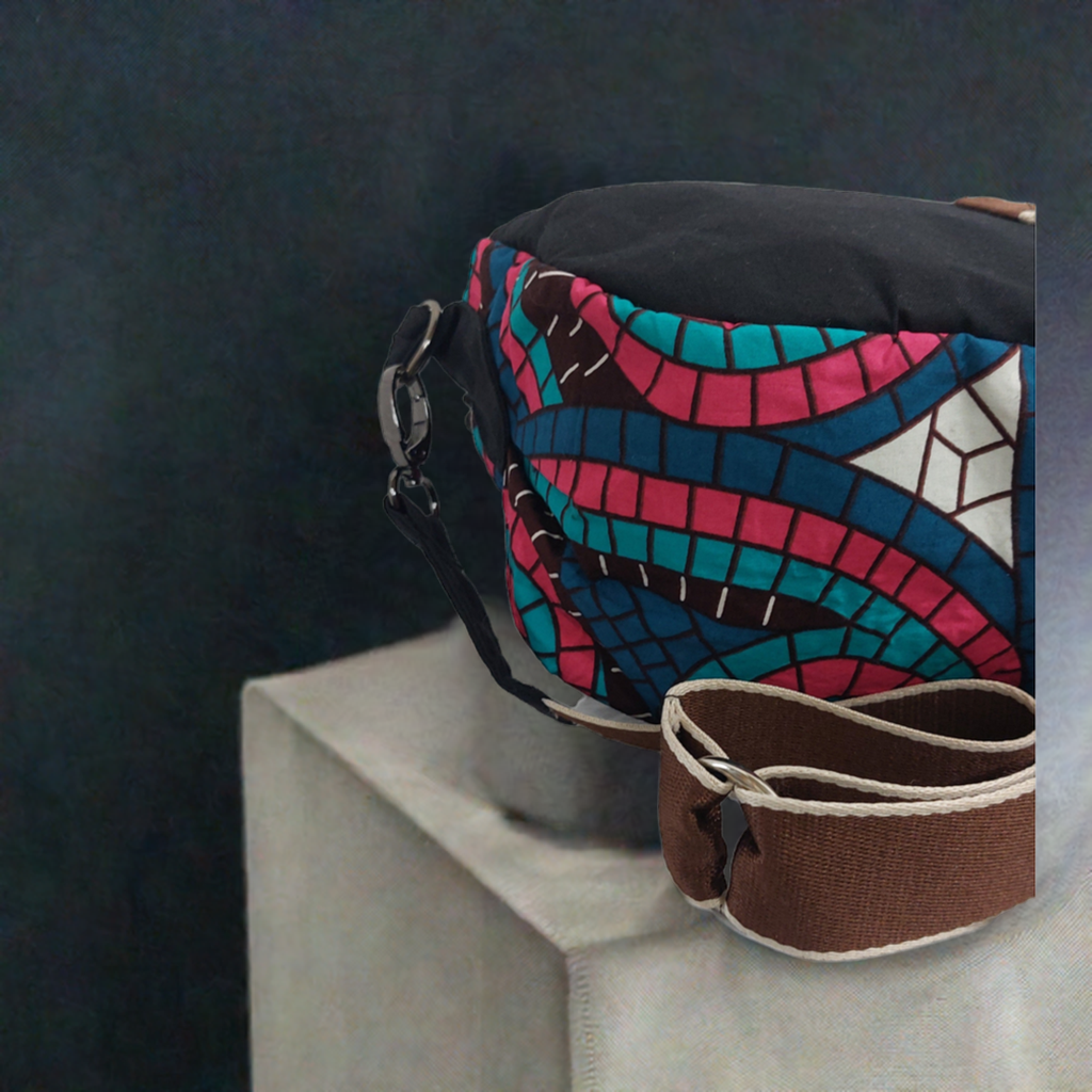 Handmade Black Sling Bag with African Print