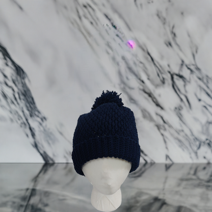 Handmade Navy Blue Crochet Beanie – Stylish & Cosy Hat