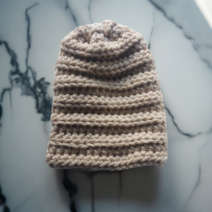 Chunky Beige Crochet Beanie Hat – Cosy and Stylish