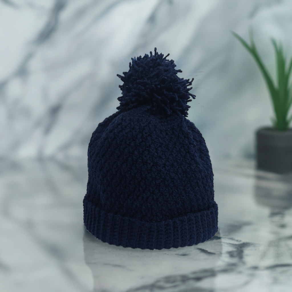 Handmade Navy Blue Crochet Beanie – Stylish & Cosy Hat