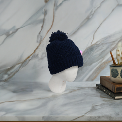 Handmade Navy Blue Crochet Beanie – Stylish & Cosy Hat